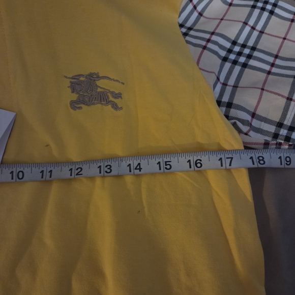 Burberry Yellow Polo with Plaid Sleeves - Picture 7 of 15